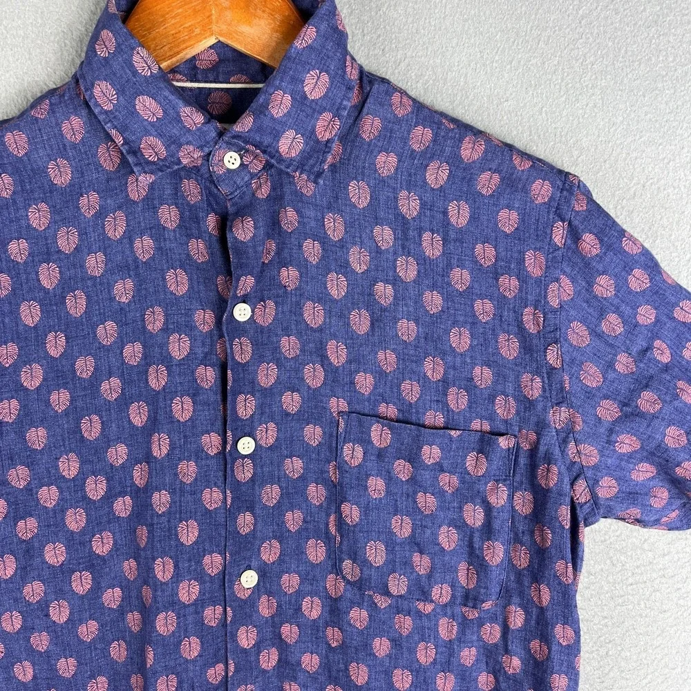 Peter Millar Linen Shirt Mens S Seaside Fronds Button Down Casual Beach Summer - Picture 3 of 10